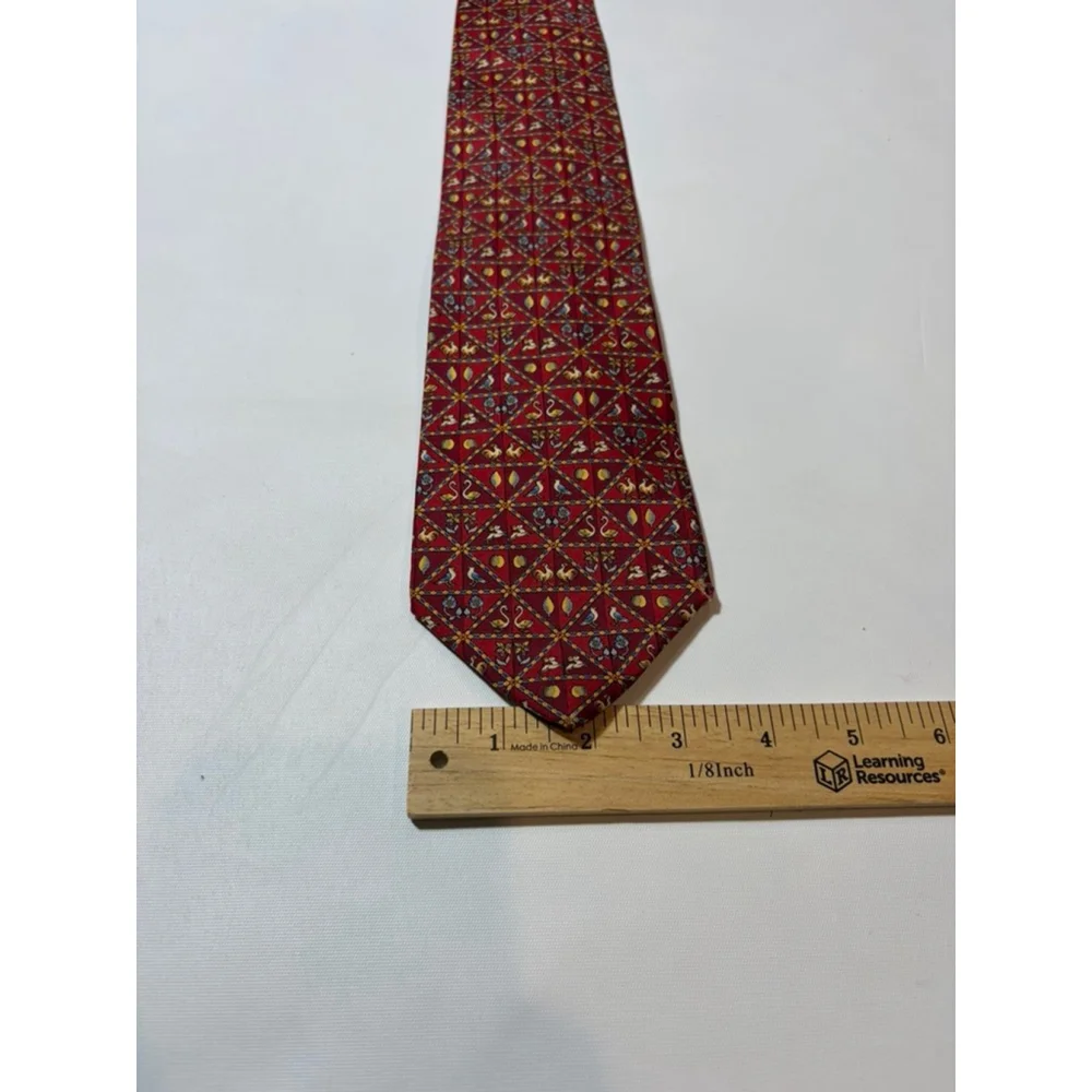 Salvatore Ferragamo Silk Tie Italy Red Animal Print Novelty Luxury Designer